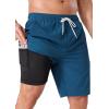 image:imageSILKWORLD Mens Swim Trunks with Compression Liner 9 Cargo Pockets Swimsuit Quick Dry Athletic Bathing Suits for Pool BeachCb Blue