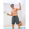 image:imageSILKWORLD Mens Swim Trunks with Compression Liner 9 Cargo Pockets Swimsuit Quick Dry Athletic Bathing Suits for Pool BeachDark Grey