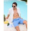 image:imageSILKWORLD Mens Swim Trunks with Compression Liner 9 Cargo Pockets Swimsuit Quick Dry Athletic Bathing Suits for Pool BeachHaze Blue