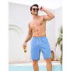 image:imageSILKWORLD Mens Swim Trunks with Compression Liner 9 Cargo Pockets Swimsuit Quick Dry Athletic Bathing Suits for Pool BeachHaze Blue