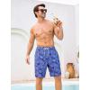 image:imageSILKWORLD Mens Swim Trunks with Compression Liner 9 Cargo Pockets Swimsuit Quick Dry Athletic Bathing Suits for Pool BeachHaze Blue Leaves