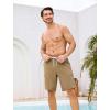 image:imageSILKWORLD Mens Swim Trunks with Compression Liner 9 Cargo Pockets Swimsuit Quick Dry Athletic Bathing Suits for Pool BeachKhaki