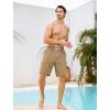image:imageSILKWORLD Mens Swim Trunks with Compression Liner 9 Cargo Pockets Swimsuit Quick Dry Athletic Bathing Suits for Pool BeachKhaki