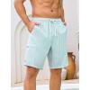 image:imageSILKWORLD Mens Swim Trunks with Compression Liner 9 Cargo Pockets Swimsuit Quick Dry Athletic Bathing Suits for Pool BeachLight Green Vertical Stripes