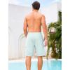 image:imageSILKWORLD Mens Swim Trunks with Compression Liner 9 Cargo Pockets Swimsuit Quick Dry Athletic Bathing Suits for Pool BeachLight Green Vertical Stripes