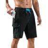 image:imageSILKWORLD Mens Swim Trunks with Compression Liner QuickDry 10 Stretch Beach ShortsBlack  Blue
