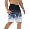 image:imageSILKWORLD Mens Swim Trunks with Compression Liner QuickDry 10 Stretch Beach ShortsBlack  Gray Gradient