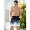 image:imageSILKWORLD Mens Swim Trunks with Compression Liner QuickDry 10 Stretch Beach ShortsBlack  Gray Gradient