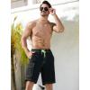 image:imageSILKWORLD Mens Swim Trunks with Compression Liner QuickDry 10 Stretch Beach ShortsBlack  Green
