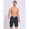 image:imageSILKWORLD Mens Swim Trunks with Compression Liner QuickDry 10 Stretch Beach ShortsBlack Pink Coconut Tree