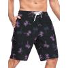 image:imageSILKWORLD Mens Swim Trunks with Compression Liner QuickDry 10 Stretch Beach ShortsBlack Pink Coconut Tree