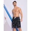 image:imageSILKWORLD Mens Swim Trunks with Compression Liner QuickDry 10 Stretch Beach ShortsBlack Pink Coconut Tree