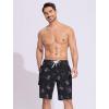 image:imageSILKWORLD Mens Swim Trunks with Compression Liner QuickDry 10 Stretch Beach ShortsBlack Pink Coconut Tree