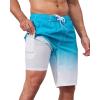 image:imageSILKWORLD Mens Swim Trunks with Compression Liner QuickDry 10 Stretch Beach ShortsBlue  White Gradient