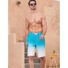 image:imageSILKWORLD Mens Swim Trunks with Compression Liner QuickDry 10 Stretch Beach ShortsBlue  White Gradient