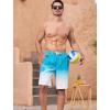 image:imageSILKWORLD Mens Swim Trunks with Compression Liner QuickDry 10 Stretch Beach ShortsBlue  White Gradient