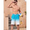 image:imageSILKWORLD Mens Swim Trunks with Compression Liner QuickDry 10 Stretch Beach ShortsBlue  White Gradient