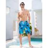 image:imageSILKWORLD Mens Swim Trunks with Compression Liner QuickDry 10 Stretch Beach ShortsBright Blue Seascape