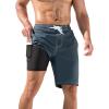 image:imageSILKWORLD Mens Swim Trunks with Compression Liner QuickDry 10 Stretch Beach ShortsDark Gray  White