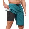 image:imageSILKWORLD Mens Swim Trunks with Compression Liner QuickDry 10 Stretch Beach ShortsDark Green