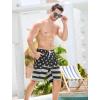 image:imageSILKWORLD Mens Swim Trunks with Compression Liner QuickDry 10 Stretch Beach ShortsGray  Black Stars  Stripes