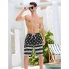 image:imageSILKWORLD Mens Swim Trunks with Compression Liner QuickDry 10 Stretch Beach ShortsGray  Black Stars  Stripes
