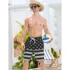image:imageSILKWORLD Mens Swim Trunks with Compression Liner QuickDry 10 Stretch Beach ShortsGray  Black Stars  Stripes