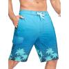 image:imageSILKWORLD Mens Swim Trunks with Compression Liner QuickDry 10 Stretch Beach ShortsLake Blue Gradient