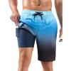 image:imageSILKWORLD Mens Swim Trunks with Compression Liner QuickDry 10 Stretch Beach ShortsLight Blue Gradient