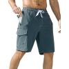 image:imageSILKWORLD Mens Swim Trunks with Compression Liner QuickDry 10 Stretch Beach ShortsLight Gray