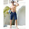 image:imageSILKWORLD Mens Swim Trunks with Compression Liner QuickDry 10 Stretch Beach ShortsNavy Blue and White Thread