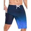 image:imageSILKWORLD Mens Swim Trunks with Compression Liner QuickDry 10 Stretch Beach ShortsNavy Floral Gradient
