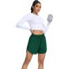 image:imageSILKWORLD Womens Running Shorts Hight Waist 5 Summer Athletic Gym Workout Fashion Short with Liner and Zipper PocketsDark Green