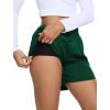 image:imageSILKWORLD Womens Running Shorts Hight Waist 5 Summer Athletic Gym Workout Fashion Short with Liner and Zipper PocketsDark Green
