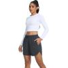 image:imageSILKWORLD Womens Running Shorts Hight Waist 5 Summer Athletic Gym Workout Fashion Short with Liner and Zipper PocketsDark Grey