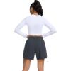 image:imageSILKWORLD Womens Running Shorts Hight Waist 5 Summer Athletic Gym Workout Fashion Short with Liner and Zipper PocketsDark Grey