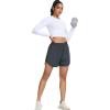 image:imageSILKWORLD Womens Running Shorts Hight Waist 5 Summer Athletic Gym Workout Fashion Short with Liner and Zipper PocketsDark Grey