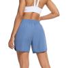 image:imageSILKWORLD Womens Running Shorts Hight Waist 5 Summer Athletic Gym Workout Fashion Short with Liner and Zipper PocketsGrey Blue