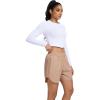 image:imageSILKWORLD Womens Running Shorts Hight Waist 5 Summer Athletic Gym Workout Fashion Short with Liner and Zipper PocketsKhaki