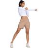 image:imageSILKWORLD Womens Running Shorts Hight Waist 5 Summer Athletic Gym Workout Fashion Short with Liner and Zipper PocketsKhaki