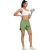 image:imageSILKWORLD Womens Running Shorts Hight Waist 5 Summer Athletic Gym Workout Fashion Short with Liner and Zipper PocketsLight Green