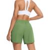 image:imageSILKWORLD Womens Running Shorts Hight Waist 5 Summer Athletic Gym Workout Fashion Short with Liner and Zipper PocketsLight Green