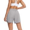 image:imageSILKWORLD Womens Running Shorts Hight Waist 5 Summer Athletic Gym Workout Fashion Short with Liner and Zipper PocketsLight Grey