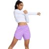 image:imageSILKWORLD Womens Running Shorts Hight Waist 5 Summer Athletic Gym Workout Fashion Short with Liner and Zipper PocketsLight Purple