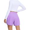 image:imageSILKWORLD Womens Running Shorts Hight Waist 5 Summer Athletic Gym Workout Fashion Short with Liner and Zipper PocketsLight Purple