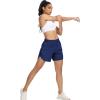 image:imageSILKWORLD Womens Running Shorts Hight Waist 5 Summer Athletic Gym Workout Fashion Short with Liner and Zipper PocketsNavy