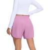 image:imageSILKWORLD Womens Running Shorts Hight Waist 5 Summer Athletic Gym Workout Fashion Short with Liner and Zipper PocketsPurple Pink