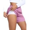 image:imageSILKWORLD Womens Running Shorts Hight Waist 5 Summer Athletic Gym Workout Fashion Short with Liner and Zipper PocketsPurple Pink