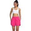 image:imageSILKWORLD Womens Running Shorts Hight Waist 5 Summer Athletic Gym Workout Fashion Short with Liner and Zipper PocketsRose Red
