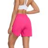 image:imageSILKWORLD Womens Running Shorts Hight Waist 5 Summer Athletic Gym Workout Fashion Short with Liner and Zipper PocketsRose Red